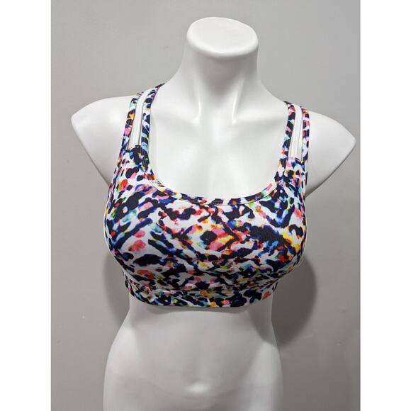 Athleta Size Small Sports Bra Splattered Print Removable Padding - Picture 7 of 8